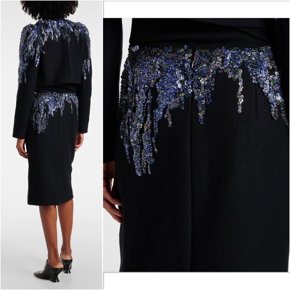NWT DRIES VAN NOTEN Sequined wool-blend midi skirt $2,135 - Picture 2 of 10